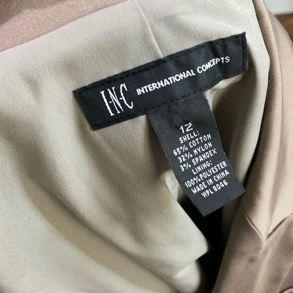 INC International Concepts Mocha Brown Tan Single Button Blazer Jacket Sateen - Picture 10 of 10